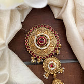 Premium Red Ad Stone Jada Billai-Bun Billai-Pearls-G13102